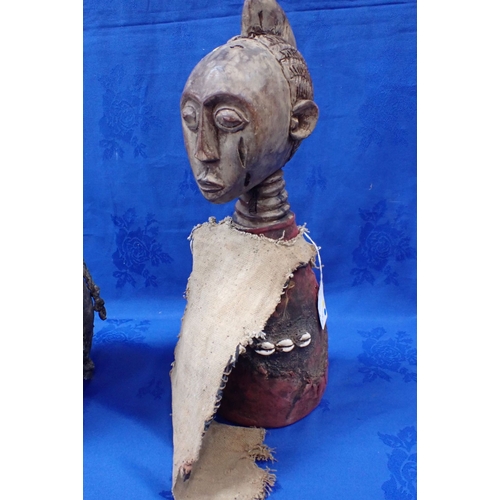 338 - A DOUBLE FACED TRIBAL FIGURE 40cm , with another similar