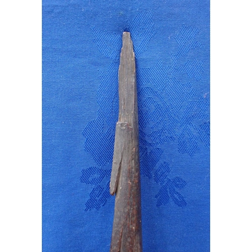 346 - THREE TRIBAL WOODEN FISHING SPEARS 101cm long