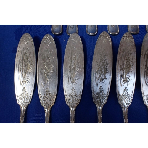 356 - A COLLECTION OF SILVER-PLATED FISH EATERS by repute, formerly the property of Max Mallowan, husband ... 