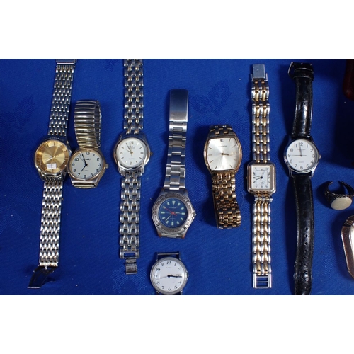 446 - SEVEN GENTLEMAN'S WATCHES with costume jewellery