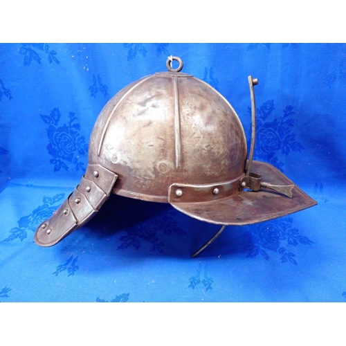 483 - A JAPANESE WARRIOR HELMET with neck shield and nose guard