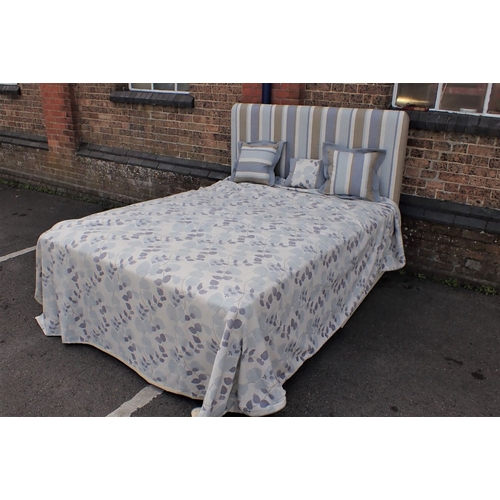 786 - A MODERN DOUBLE BED, WITH HYPNOS 'BUCKINGHAM' MATTRESS and upholstered head, valance , cover and sca... 