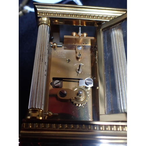 177 - MATTHEW NORMAN, LONDON: A BRASS CARRIAGE CLOCK TIMEPIECE eleven jewels, with fluted columnar case an... 