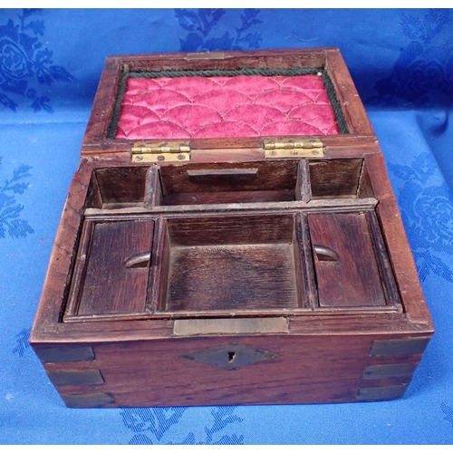 205 - A VICTORIAN PARQUETRY TEA CADDY together with a rosewood tea caddy and a brass bound box