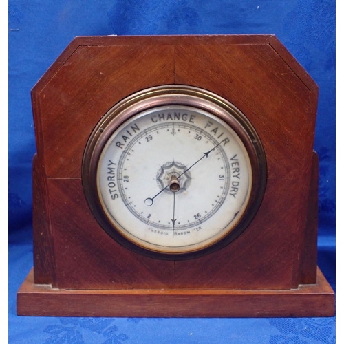 209 - A MAELZEL MAHOGANY METRONOME together with a mahogany cased desk barometer