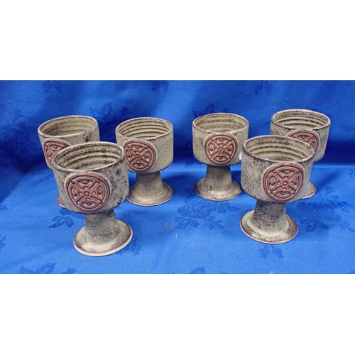 249 - A SET OF SIX STUDIO POTTERY GOBLETS