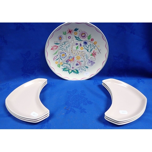 251 - POOLE POTTERY: PERSIAN LAMB PLATE, 1950s 25 cms diam, with a set of kidney shape serving dishes