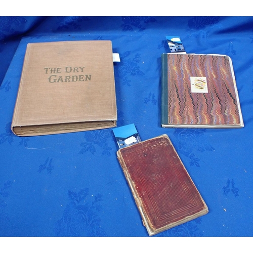 423 - A EARLY 20TH CENTURY PRESSED FLOWER BOOK and a hand written recipe book written on the inside cover ... 