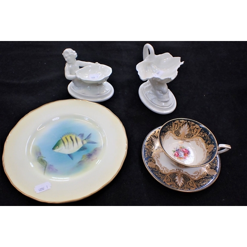 47 - A COLLECTION OF ROYAL WORCESTER to include blue and white tureens, a dophin and a merman dish other ... 