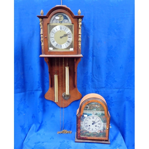 49 - A FRANKLIN MINT 'WILDLIFE' MANTEL CLOCK (not running), a reproduction weight driven wall clock (work... 