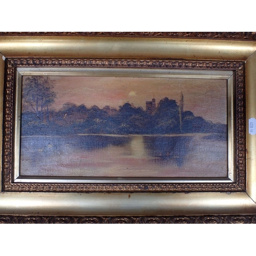 523 - TWO OIL ON CANVAS LANDSCAPE PAINTINGS IN GILT FRAMES both signed