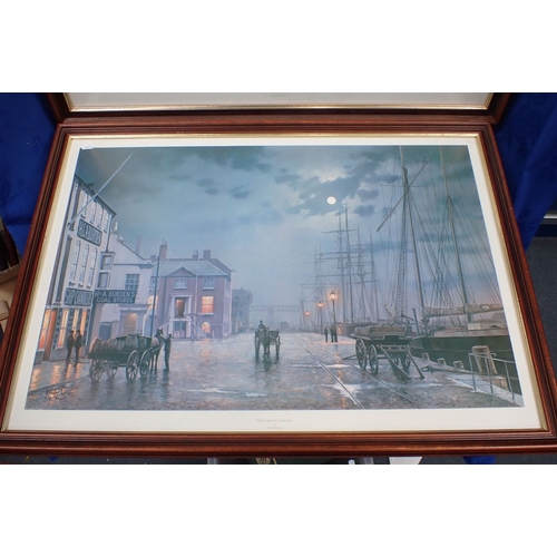 526 - RODNEY CHARMAN: 'POOLE QUAY' AND 'QUAYSIDE EVENING' prints, 67 x 91 cm (2)