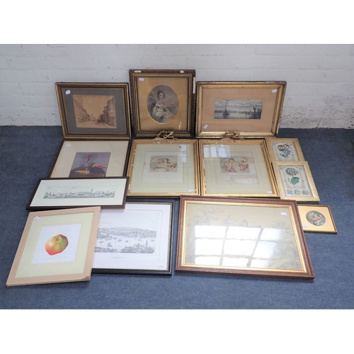 530 - A 19TH CENTURY PHOTOGRAPH OF DORCHESTER (framed), and a collection of pictures and prints, including... 