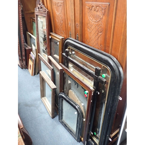 687 - A COLLECTION OF WALL MIRRORS including some French, and one with an 'Oxford' frame (some painted)