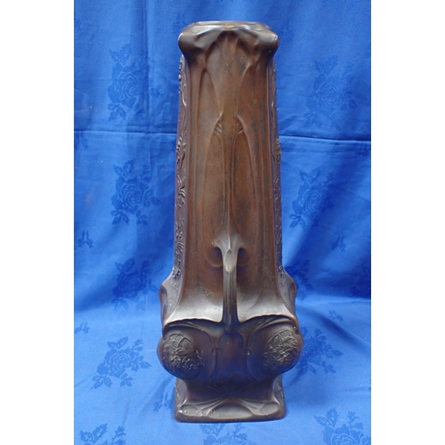 94 - AN ART NOUVEAU SPELTER VASE 58cm high, possibly Austrian (?)