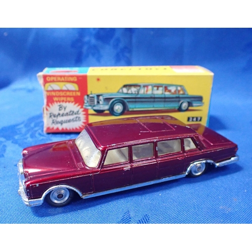 174 - A CORGI TOYS NO.247, MERCEDES BENZ 600 PULLMAN (damage to box and play worn) together with a Corgi T... 