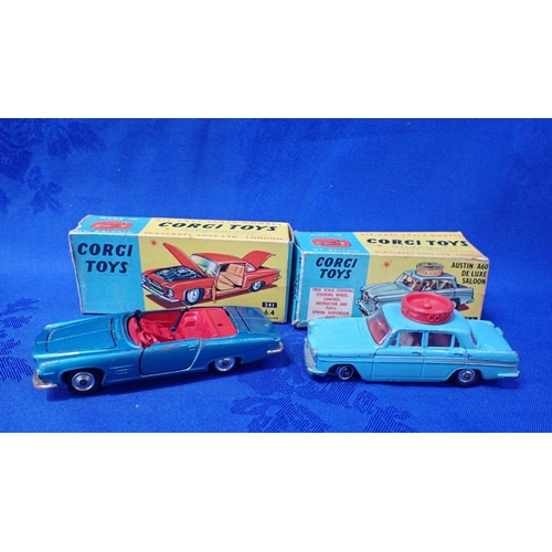 176 - A CORGI TOYS NO.241 GHIA L.6.4 together with No.246 Chrysler 'Imperial', No.226 Morris Mini-Minor, a... 