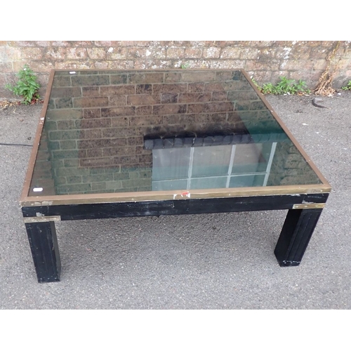 836 - A MODERN COFFEE TABLE, WITH FIBRE OPTIC EFFECT BENEATH THE SMOKED GLASS TOP purchased by the vendor ... 