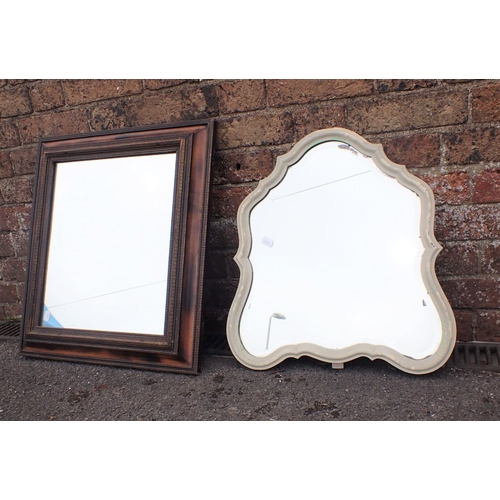 839 - A RIPPLE-MOULDED FRAMED WALL MIRROR 50 x 55cm, and an easel mirror with shaped frame (2)