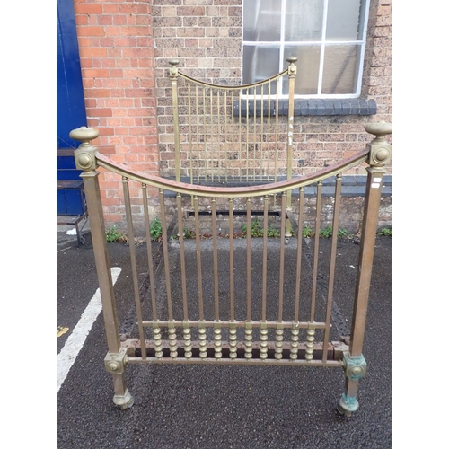 847 - AN EDWARDIAN SQUARE SECTION BRASS SINGLE BEDSTEAD with heavy knobs, and bobbin detail to the foot en... 