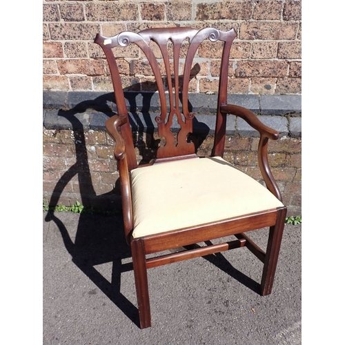 850 - A REGENCY ELBOW CHAIR, A CHIPPENDALE STYLE ARMCHAIR and two other chairs