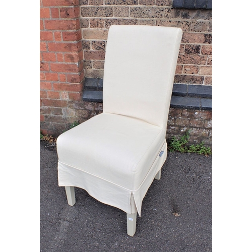 853 - A NEPTUNE UPHOLSTERED CHAIR in cream, with painted legs