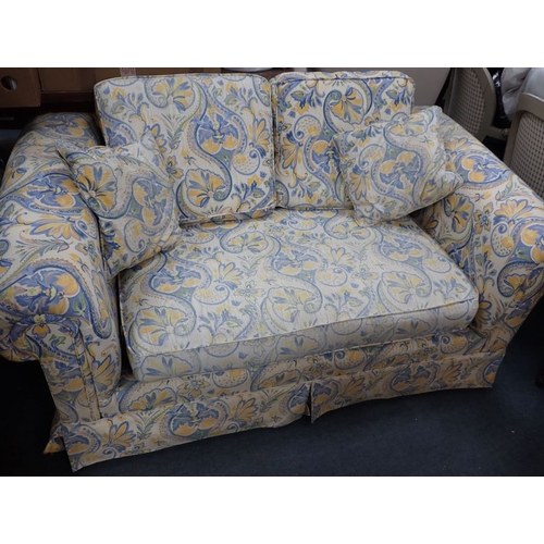 861 - A TWO SEATER SOFA, COUNTRY HOUSE STYLE 165cm wide (faded)