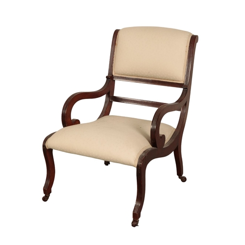 865 - A REGENCY STYLE MAHOGANY ARMCHAIR 