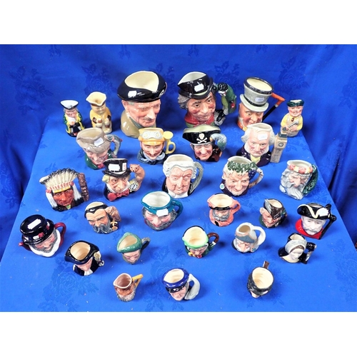 99 - A COLLECTION OF TOBY AND CHARACTER JUGS mostly Royal Doulton, with figure and toby jug catalogues, a... 