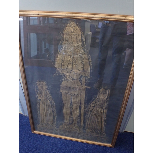 72 - A BRASS RUBBING OF THE MONUMENT OF SIR ROBERT DE SEPTEVANS in the Church at Chartham, Kent (framed) ... 