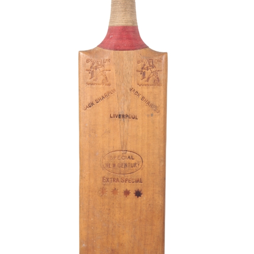 101 - A QUANTITY OF SPORTING EPHEMERA including a Jack Sharp Ltd Cricket bat, 88cm high; a leather riding ... 