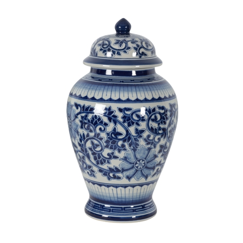 117 - A PAIR OF BLUE AND WHITE GINGER JARS with leafy and foliate swags to the body, 52cm high (2)

Proven... 