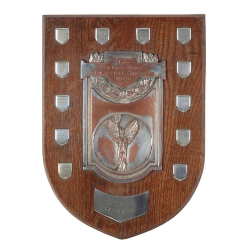 120 - A COLLECTION OF SPORTING TROPHY SHIELDS awarded for merit in sports such as swimming, cricket, footb... 