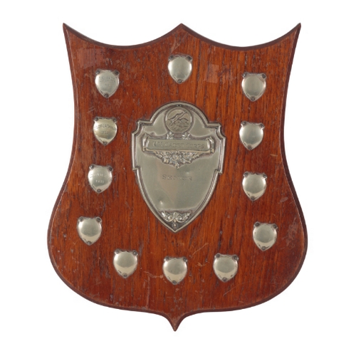 120 - A COLLECTION OF SPORTING TROPHY SHIELDS awarded for merit in sports such as swimming, cricket, footb... 