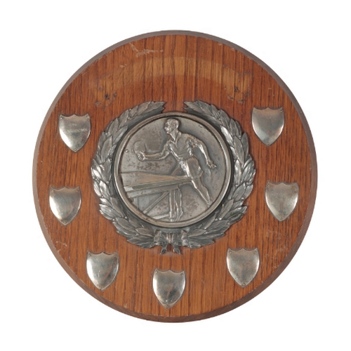 120 - A COLLECTION OF SPORTING TROPHY SHIELDS awarded for merit in sports such as swimming, cricket, footb... 