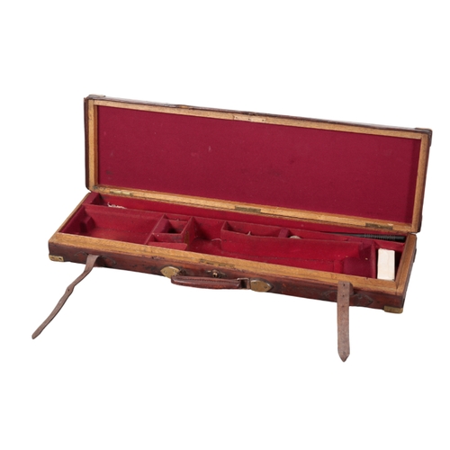 133 - A LEATHER SINGLE GUN CASE oaklined with brass bound corners, 85cm x 25cm x 8.5cm

Provenance: The Ke... 