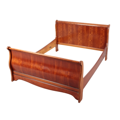 255 - A MODERN CHERRY FINISH SLEIGH BED BY EXIGENCE 102cm high x 162cm wide x 220cm long