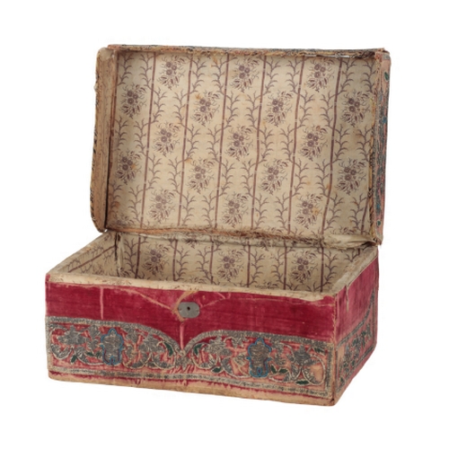 257 - AN OTTOMAN EMBROIDERED VELVET BOX late 18th or early 19th century, possibly a Quran box, decorated w... 