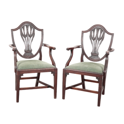 290 - A SET OF EIGHT MAHOGANY DINING CHAIRS IN THE MANNER OF GEORGE HEPPLEWHITE including two elbow chairs... 