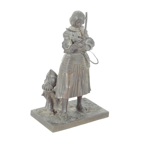 295 - AFTER PRINCESS MARIE CHRISTINE D'ORELANS, A BRONZE FIGURE OF JOAN OF ARC PRAYING the French heroine ... 