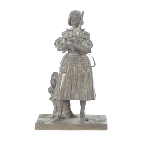 295 - AFTER PRINCESS MARIE CHRISTINE D'ORELANS, A BRONZE FIGURE OF JOAN OF ARC PRAYING the French heroine ... 