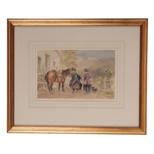 297 - F.J. COLLINGRIDGE, 19TH CENTURY, 'WELSH FIGURES' watercolour, 16cm x 25.5cm