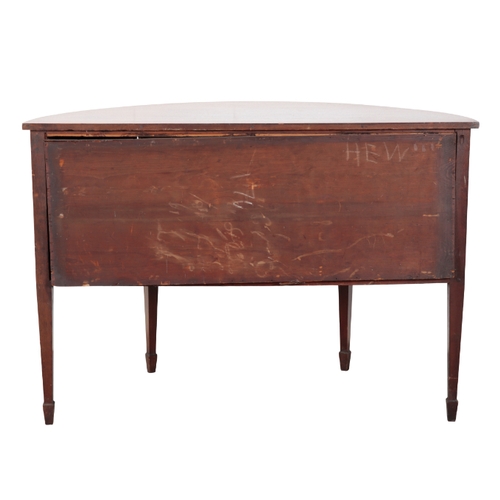 336 - A GEORGE III MAHOGANY BOWFRONT SIDEBOARD with a central drawer over a tambour sliding cupboard, open... 