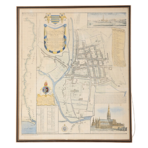 183 - JOHANNES BLAEU, A MAP OF WILTSHIRE, 'WILTONIA' hand coloured engraving, framed and doubled glazed wi... 