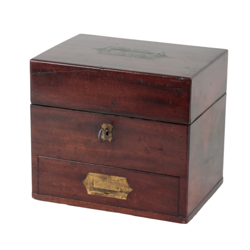 208 - AN EARLY 19TH CENTURY MAHOGANY AND BRASS APOTHECARY CHEST the hinged lid opening to reveal an array ... 