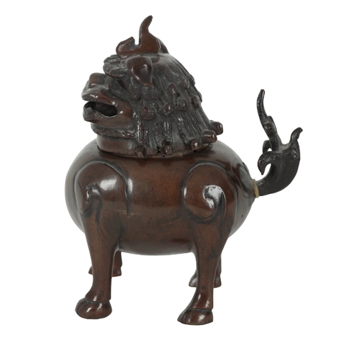 210 - A CHINESE BRONZE DOG CENSER 20th century, 13cm high