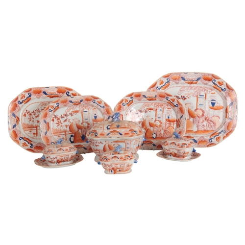 212 - A MASONS IRONSTONE 'RED MANDARIN PATTERN' PART DINNER SERVICE first half 19th century, including a l... 