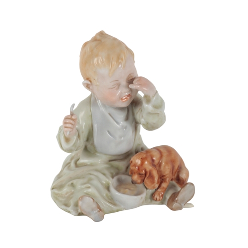 229 - A ROYAL WORCESTER BONE CHINA FIGURE OF A STANDING PUTTI WITH BASKET AND DOG 14cm high (repaired); an... 