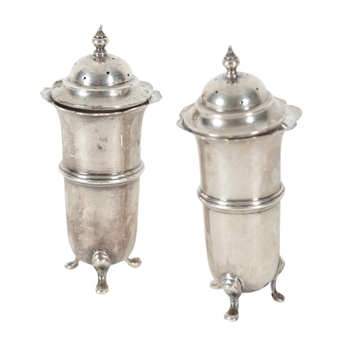 24 - A PAIR OF SILVER SALTS BY CHARLES S. GREEN & CO LTD Birmingham, 1919 and 1918, together with a caddy... 