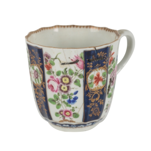 248 - A DR WALL WORCESTER PORCELAIN 'KAKIEMON' TWO HANDLED TEACUP 7cm high and a Dr Wall Worcester coffee ... 